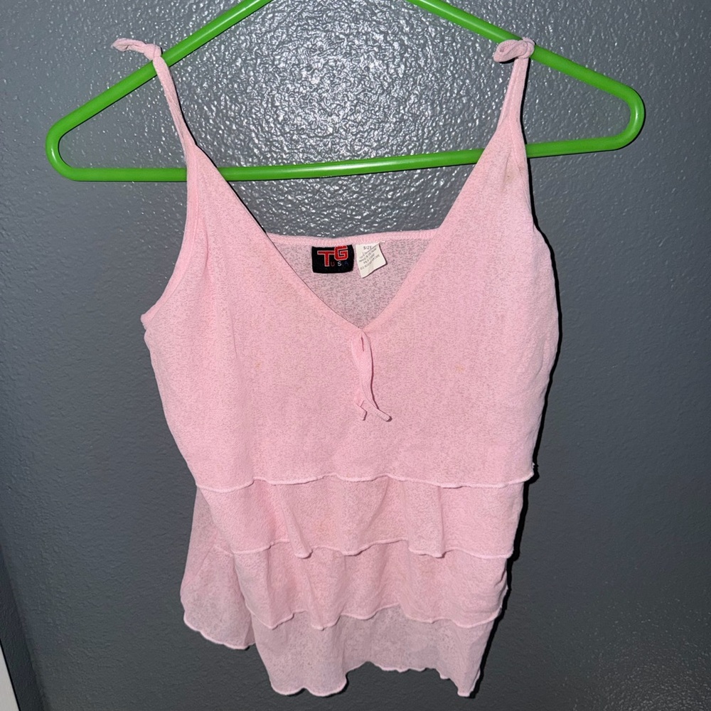 T&G Pink Tiered Ruffle Cami Tank Top